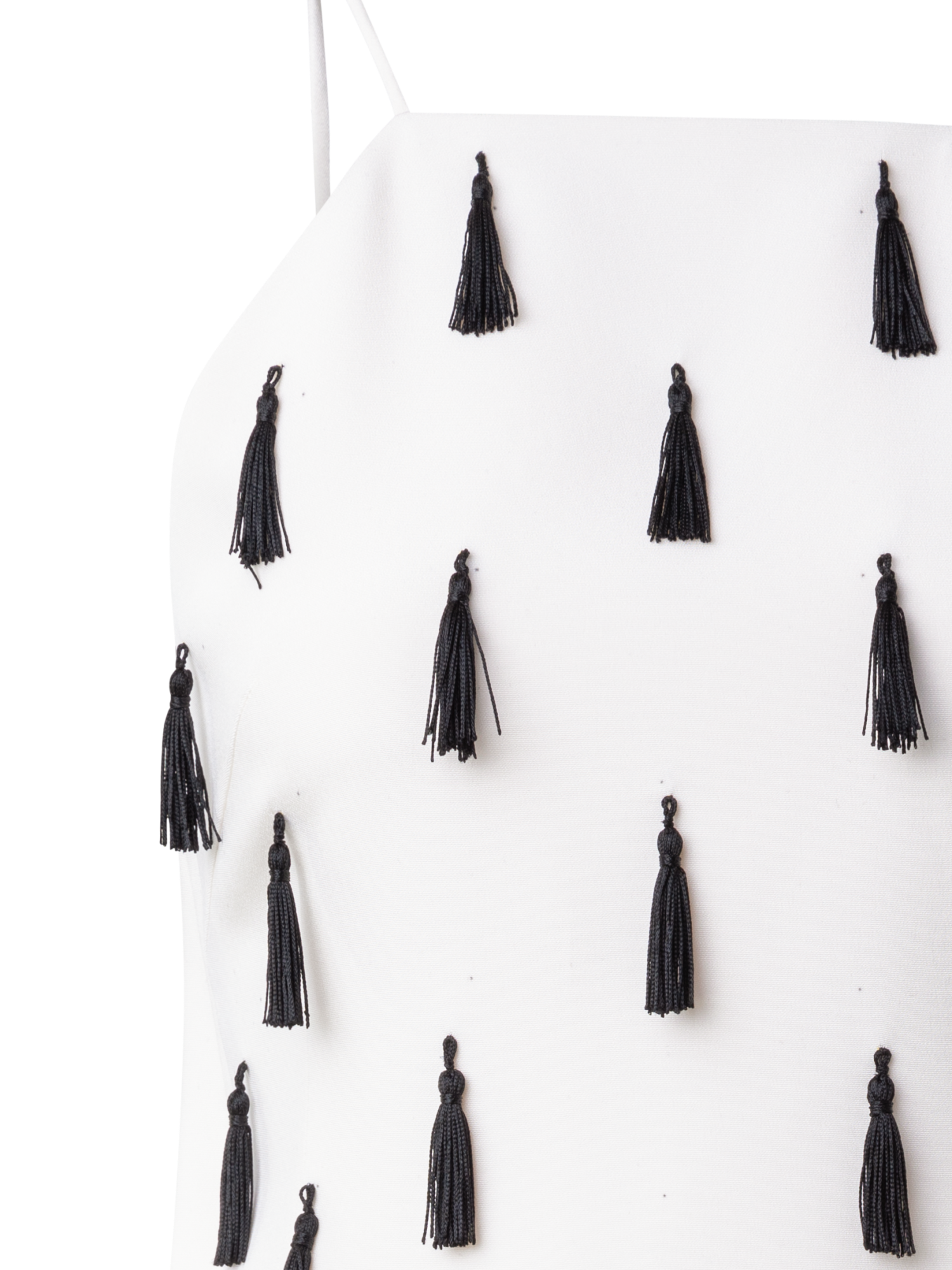 Designer Cocktail Dress with Tassels - multicolor - ecru - white