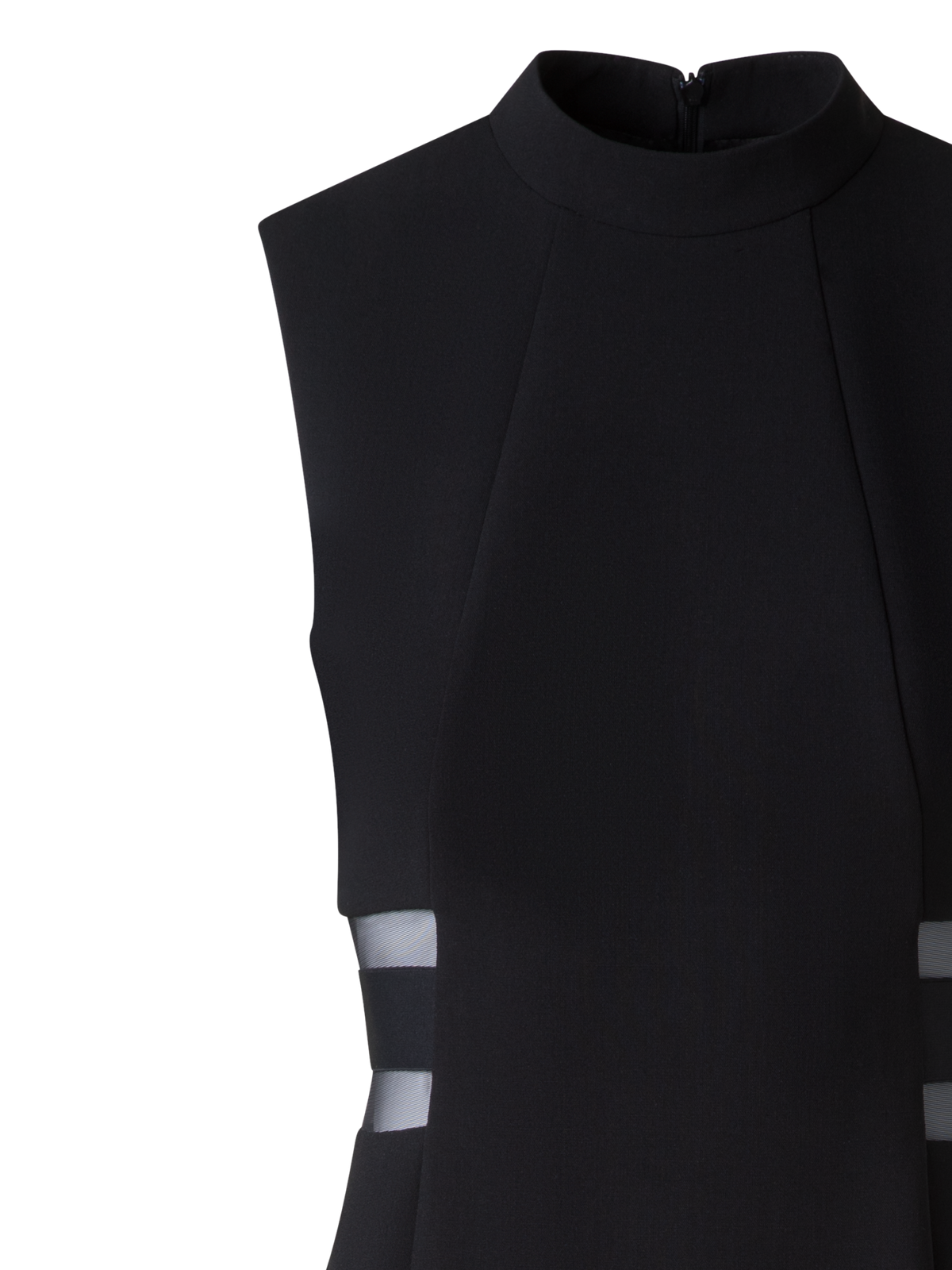 Designer Evening Sheath Dress with Tulle Waist Inset - black