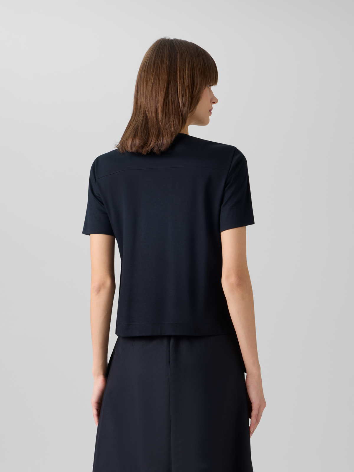 Designer Short-Sleeve Cotton Jersey Blouse - black #editorial