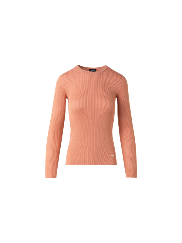 Designer Seamless Silk Cotton Knit Sweater - orange