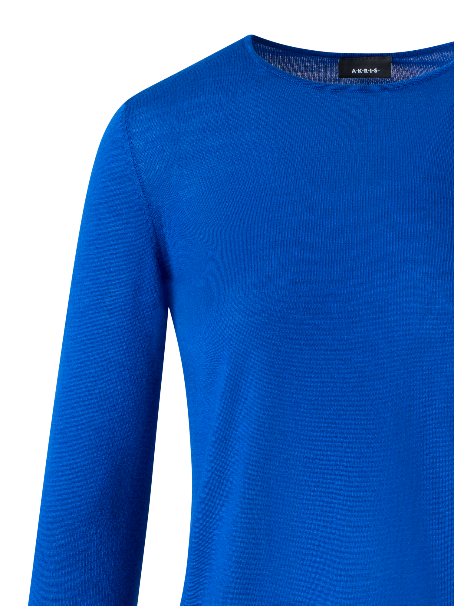 Designer Seamless Crew Neck Sweater in Cashmere Silk - blue
