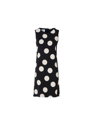 Designer Sleeveless Viscose-Stretch Crêpe Shift Dress - black