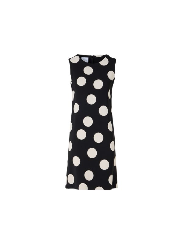 Designer Sleeveless Viscose-Stretch Crêpe Shift Dress - black