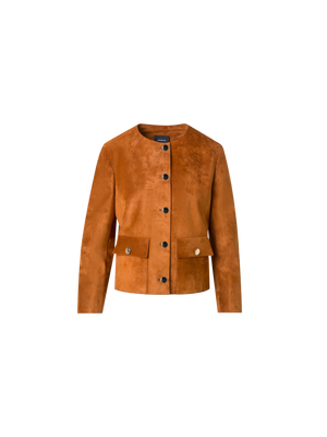 Designer Suede Jacket with Golden Buttons - neutral - brown