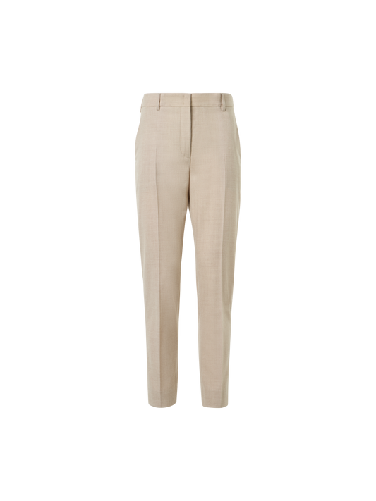 Designer Tapered Wool Stretch Flannel Ankle Pants - beige