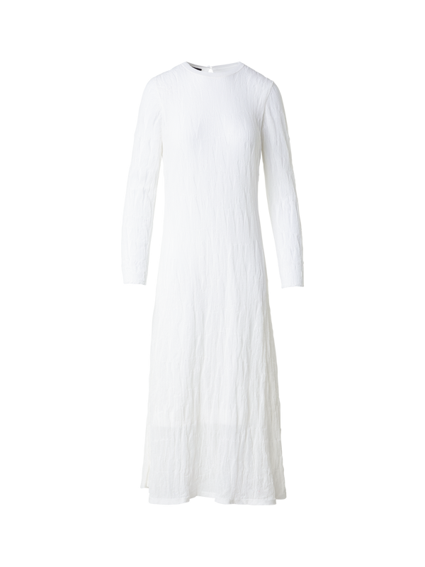 Designer Asagao Cotton Stretch Knit Midi Dress - ecru