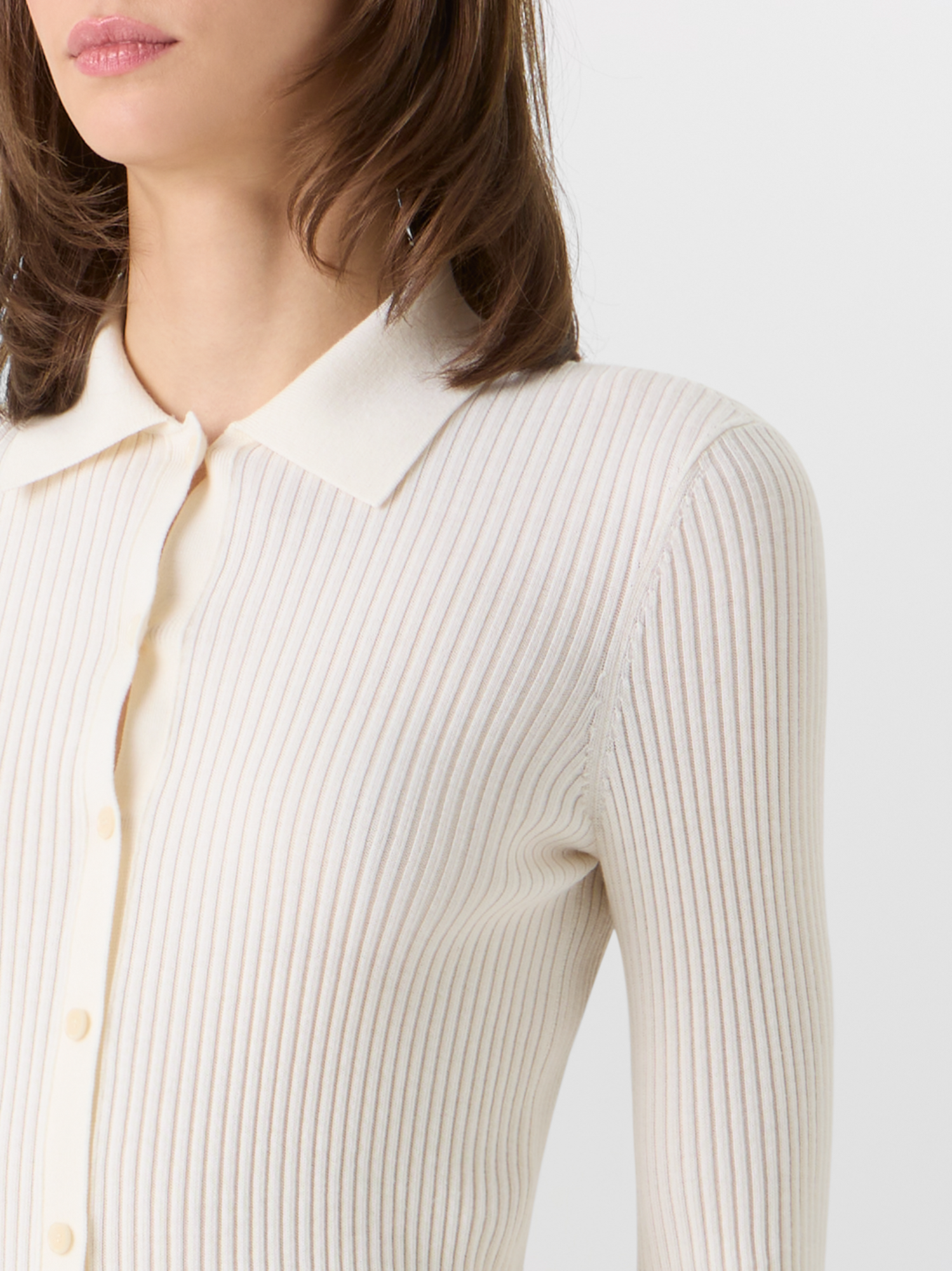 Designer Long-Sleeve Merino Wool Knit Sweater - ecru 
