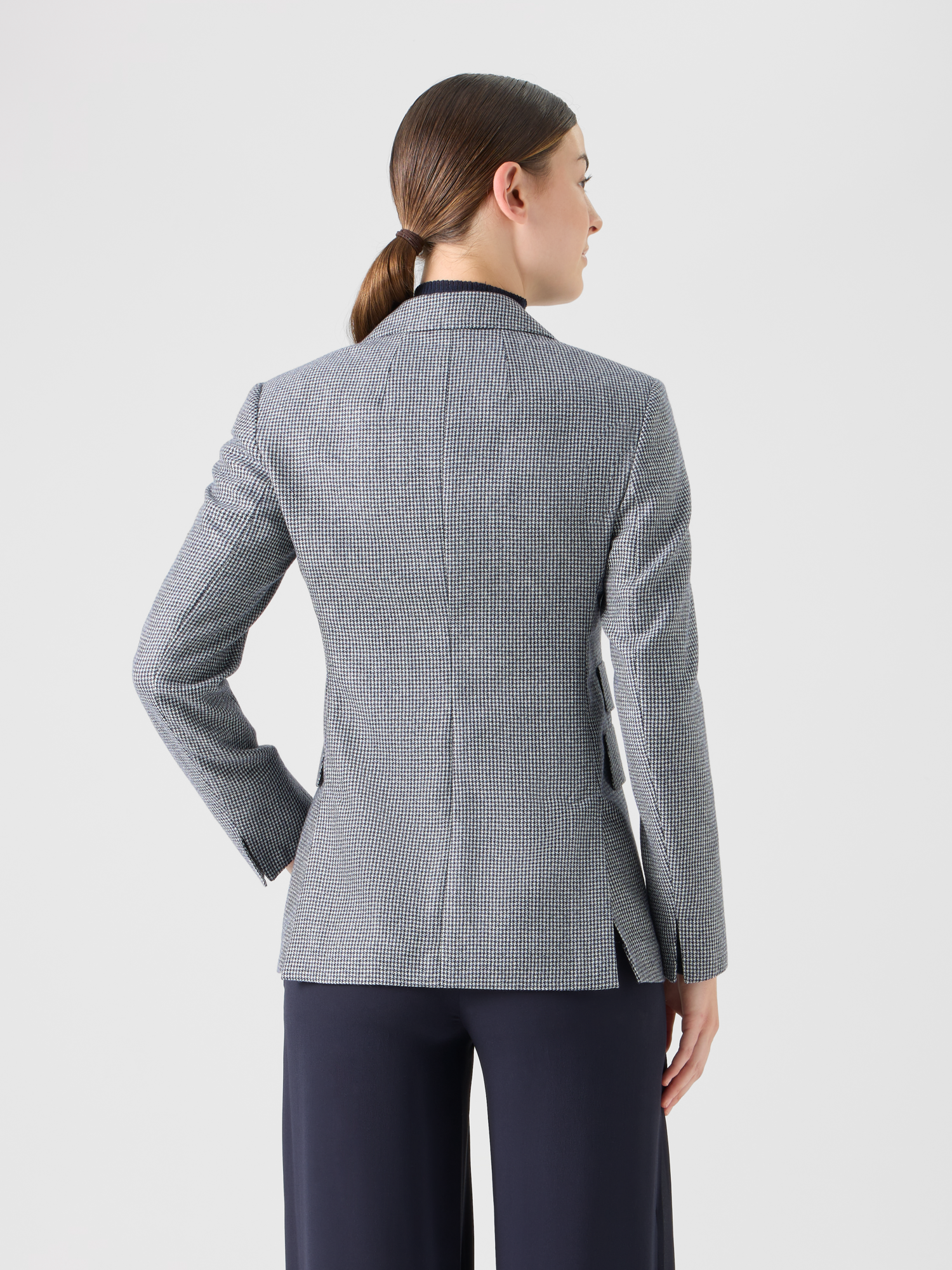 Designer Cashmere Pepita Tailored Blazer - grey 