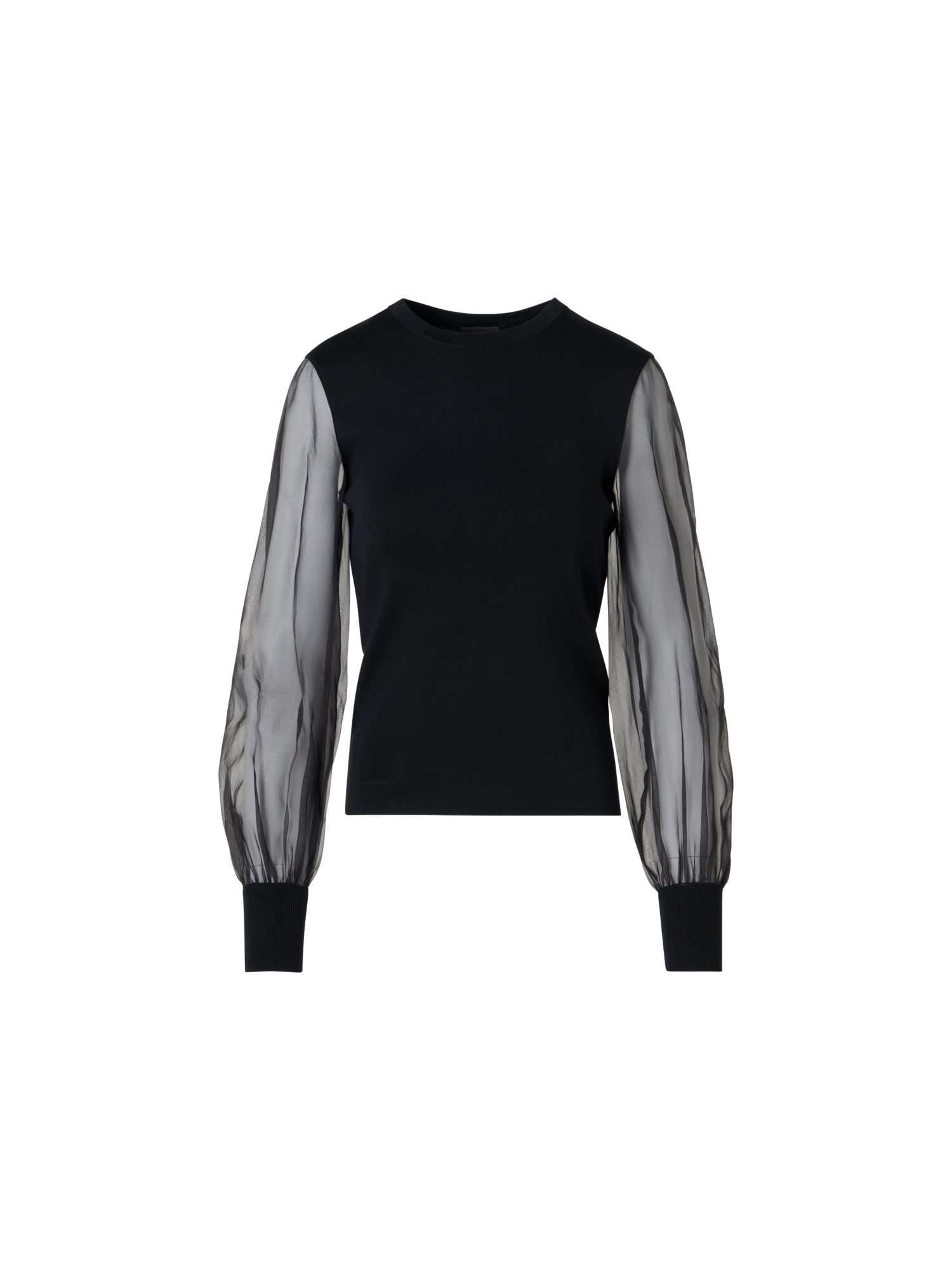 Designer Stretch-Silk Knit Sweater - black