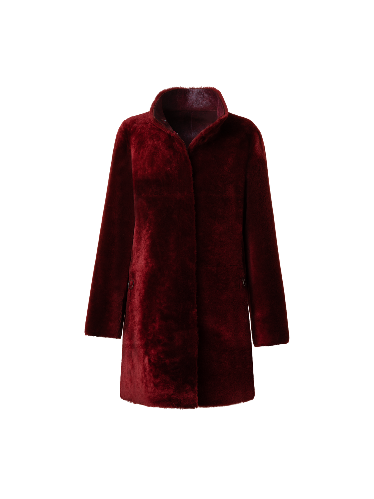 Designer Reversible Shearling Coat - red