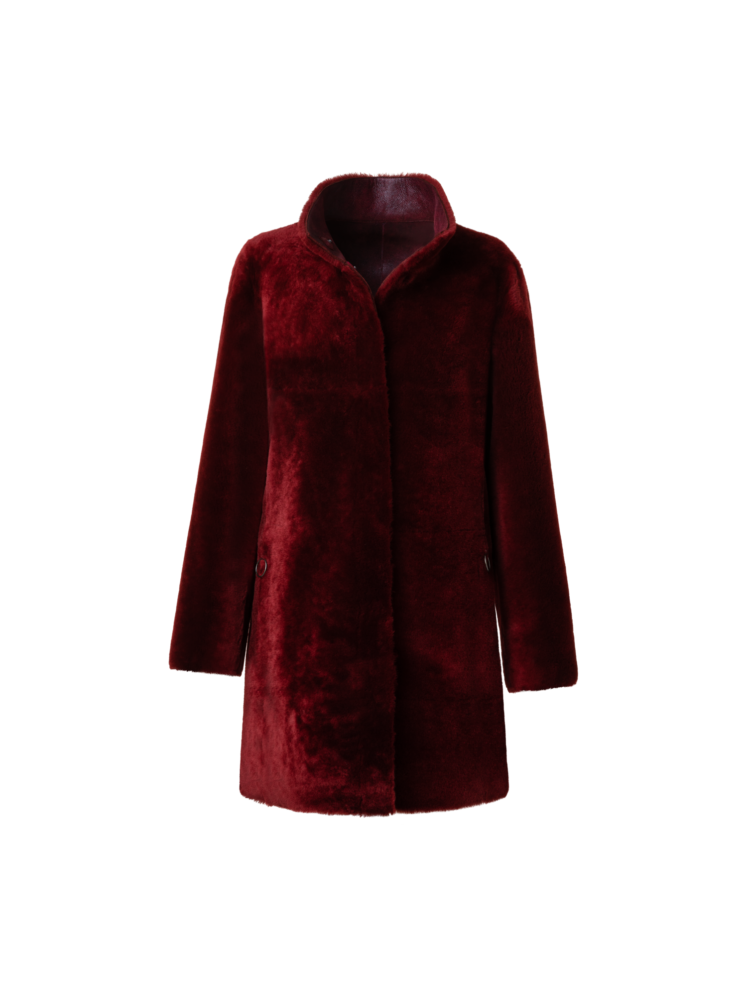 Designer Reversible Shearling Coat - red