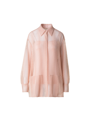 Designer Oversized Embroidered Blouse - pastel - pink