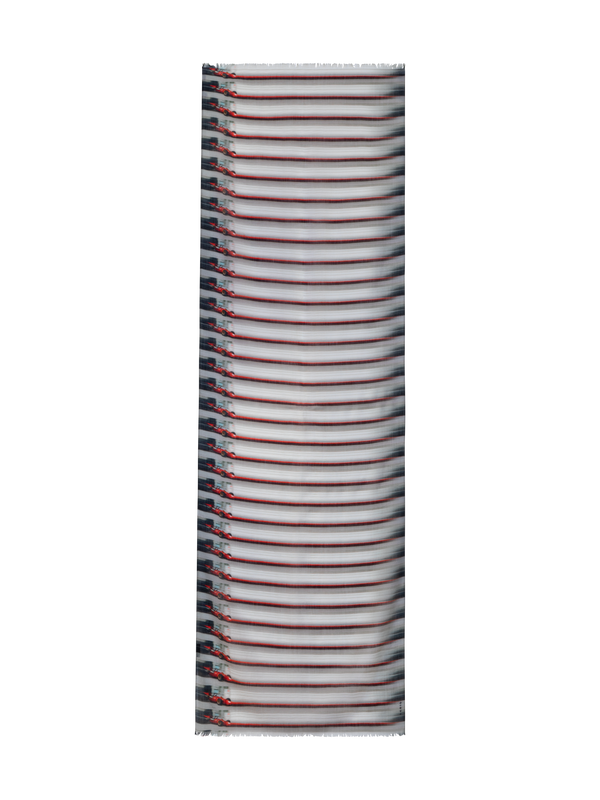 Designer Cashmere Silk Scarf with Formula One Print - multicolor