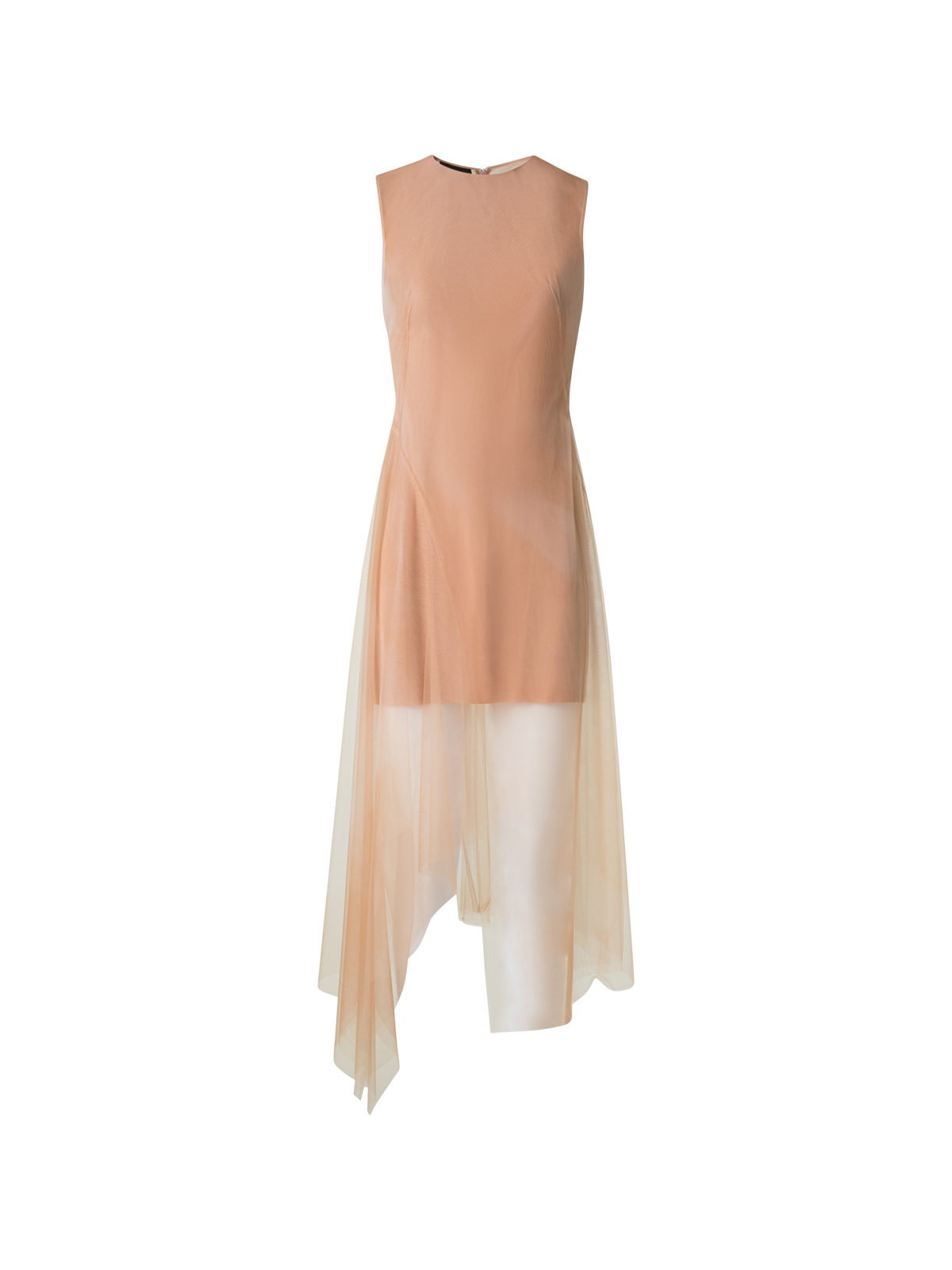 Designer Asymmetrical Tulle Dress in Chiaroscuro Print - neutral - pastel - beige