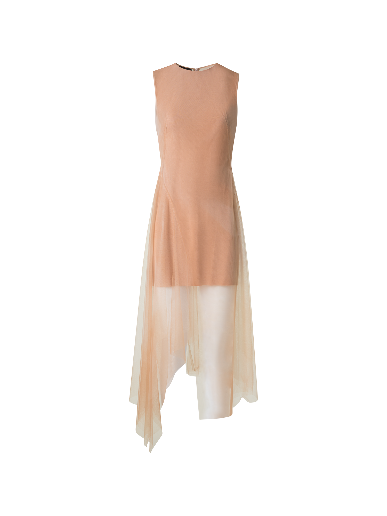 Designer Asymmetrical Tulle Dress in Chiaroscuro Print - neutral - pastel - beige