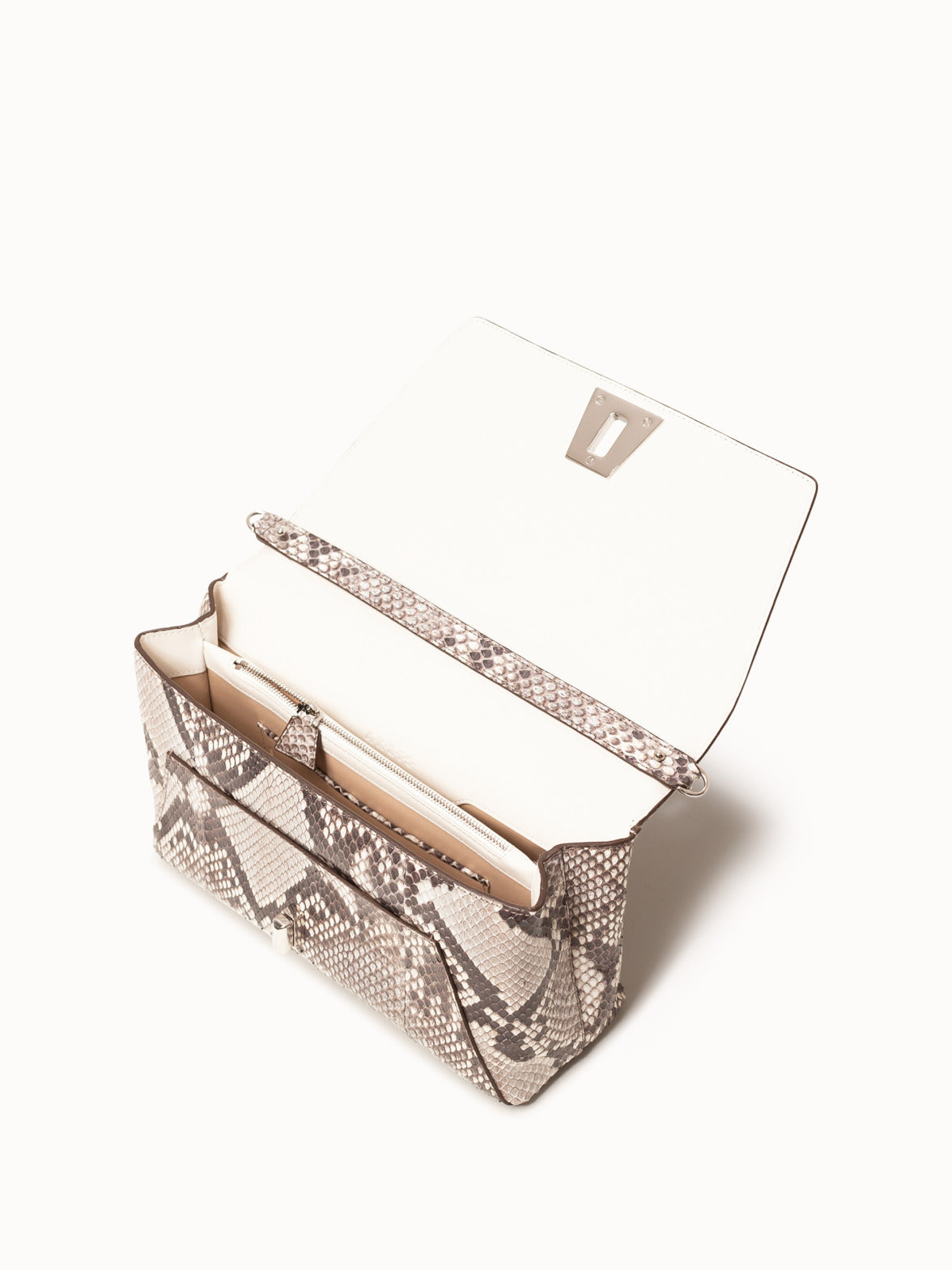 Akris Anouk Python Snakeskin Envelope Clutch Bag Silver