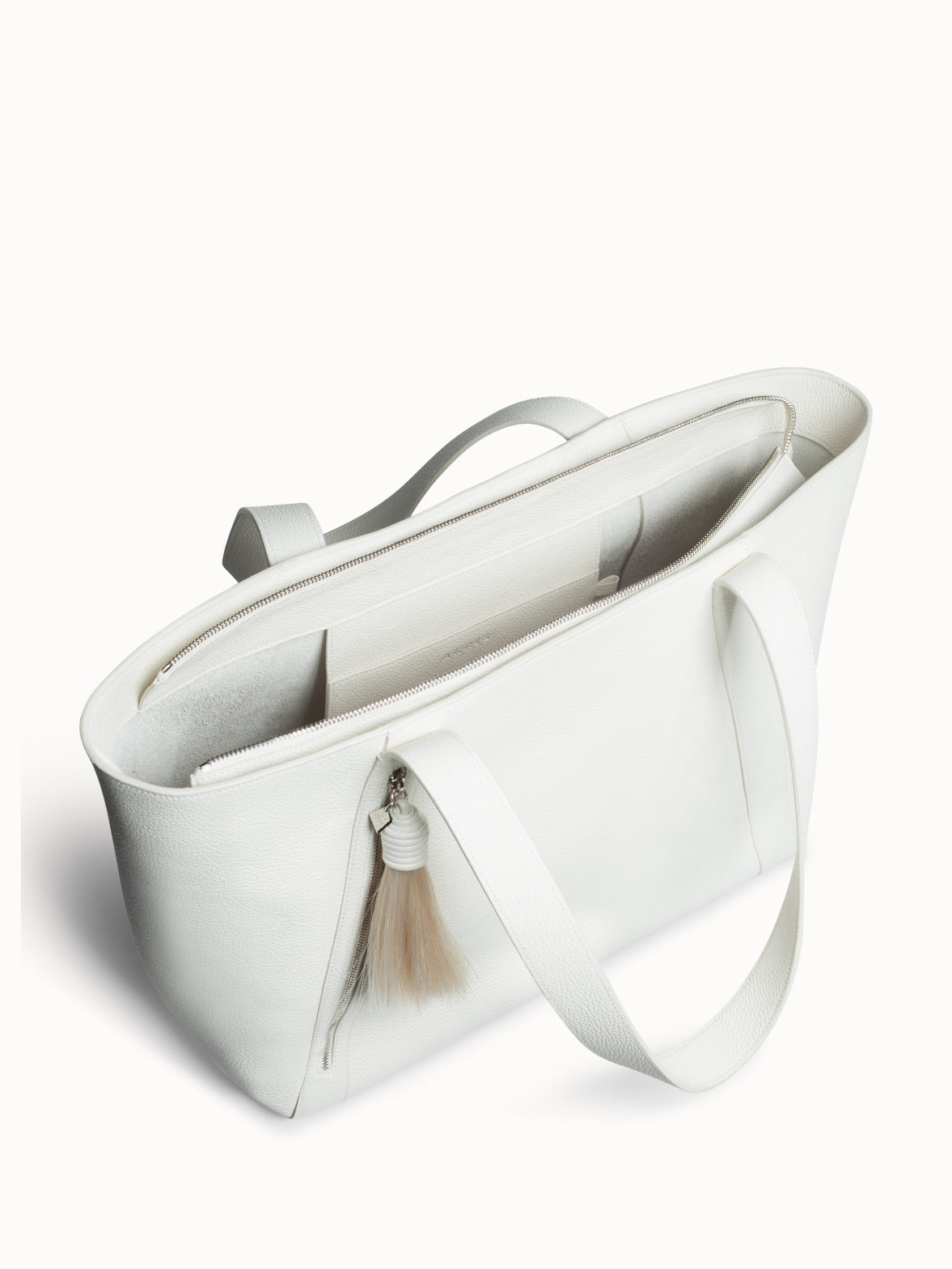 LEATHER SHOULDER BAG - Ecru White