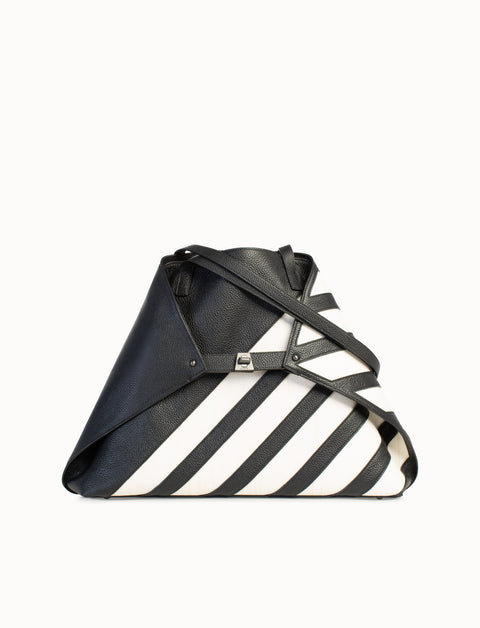Medium Ai Shoulder Bag in Leather with Horsehair Stripes