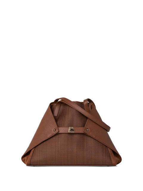 Small Reversible Leather and Horsehair Convertible Shoulder Bag