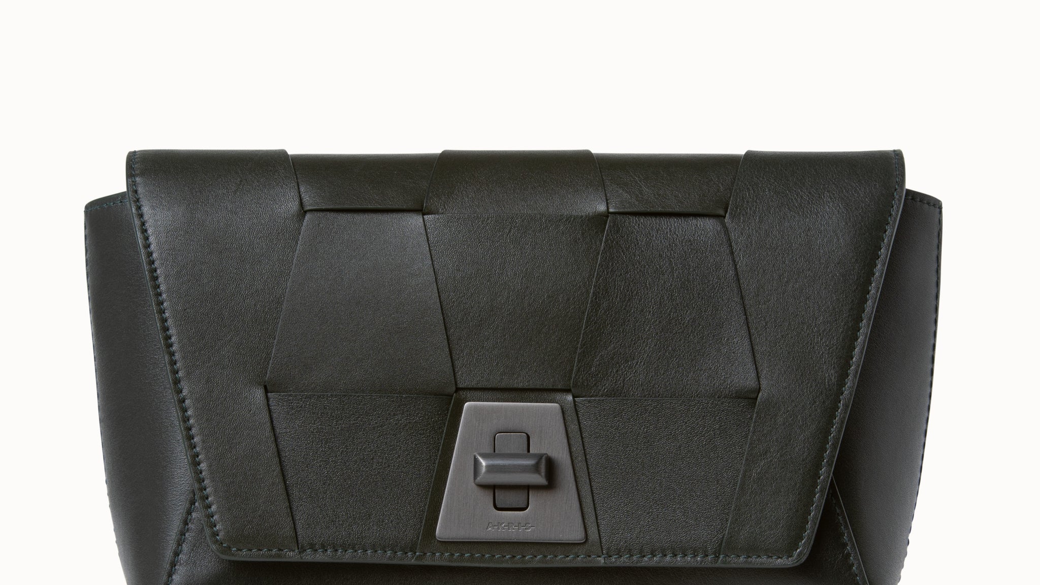 Small Leather Crossbody Handbag with Braided Trapezoids