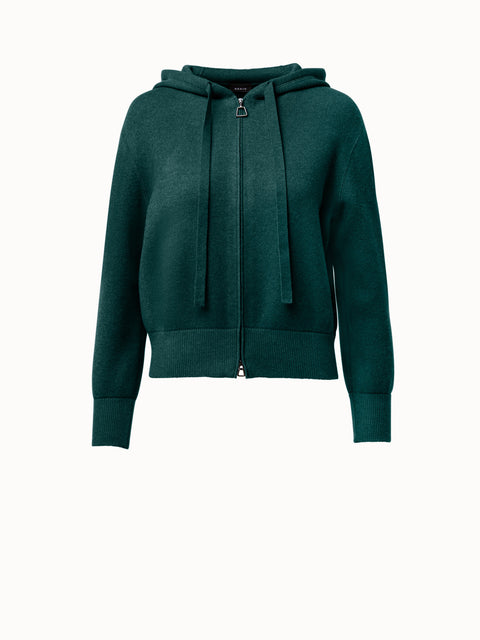 Cropped Cashmere Piqué Hoodie Pullover