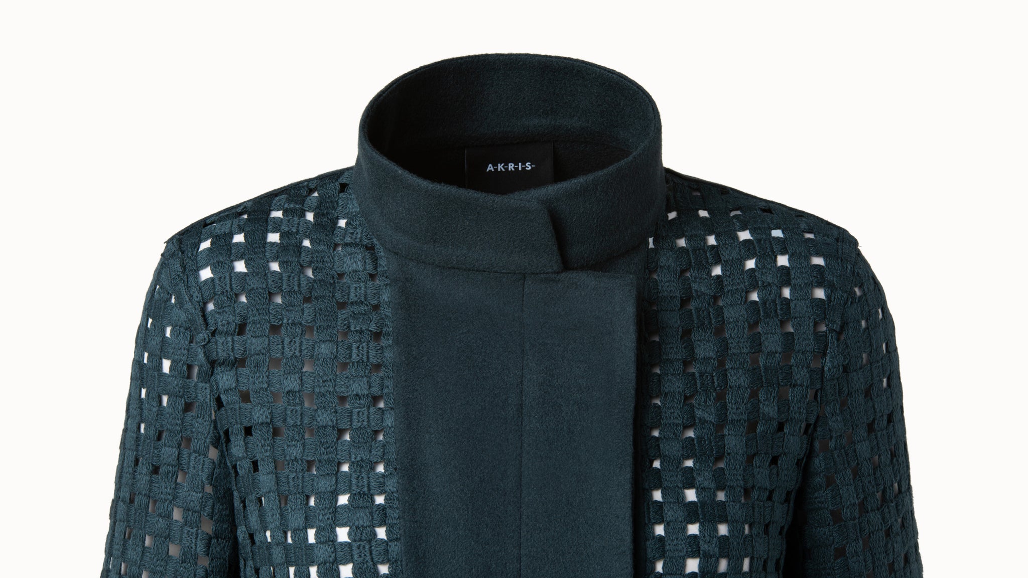 Wool Open Grid Embroidery Jacket