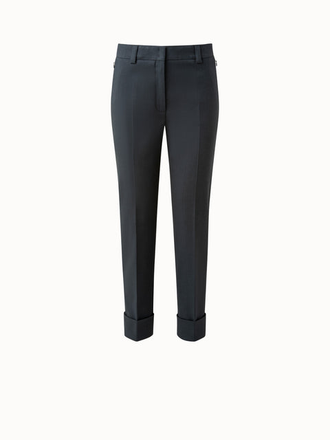 Cotton Silk Stretch Cropped Tapered Pants