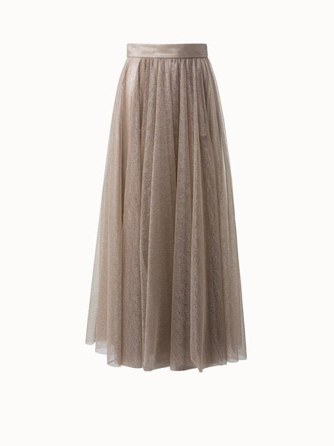 Liquid Jersey And Tulle Pleated Skirt