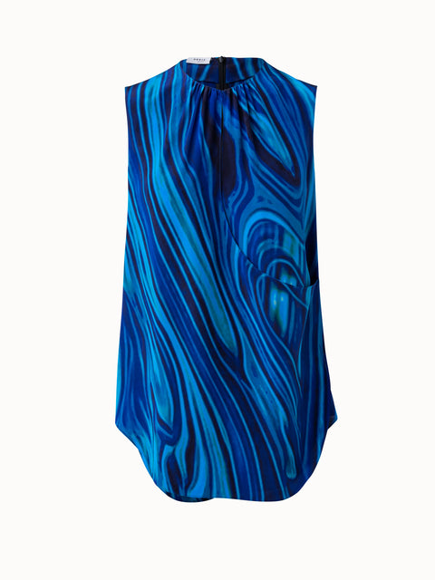 Silk Tunic Wrap Blouse With Cut Out, Sleeveless