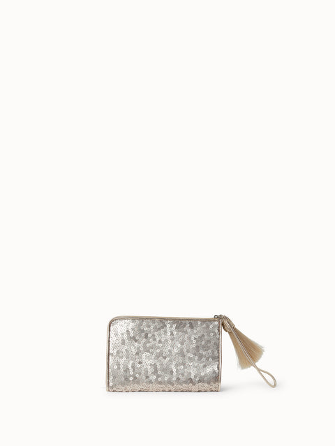Tassel Pouch in Sequin Embroidery