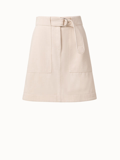 A-line Mini Skirt In Yarn Dyed Denim