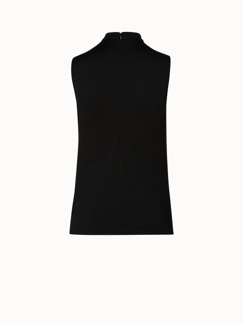 Sleeveless Cotton Jersey Top with Knot Collar and Eyelet Detail