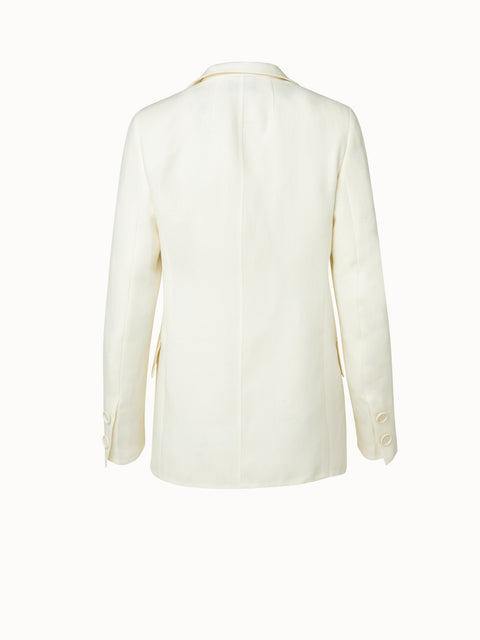 Linen Wool Crêpe Double-Face Double-Breasted Jacket