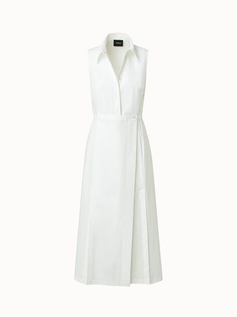 Cotton Stretch Poplin Sleeveless Shirt Dress with Apron Detail