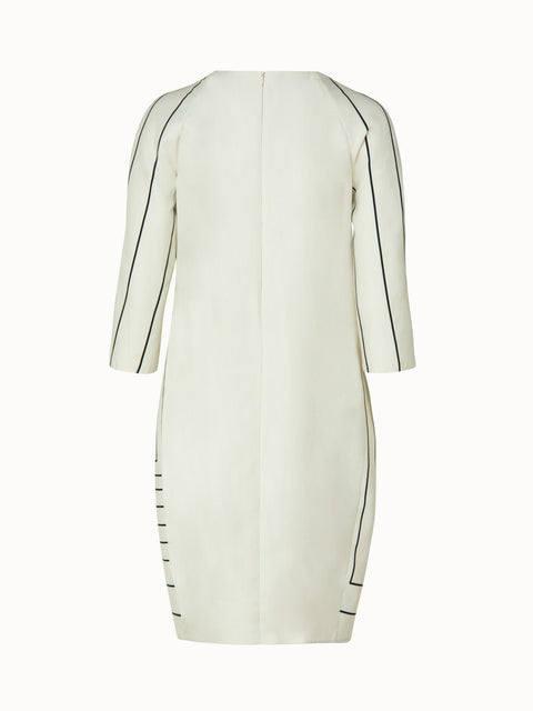 Trapezoid Sqaure Print Cotton Silk Double-Face Dress