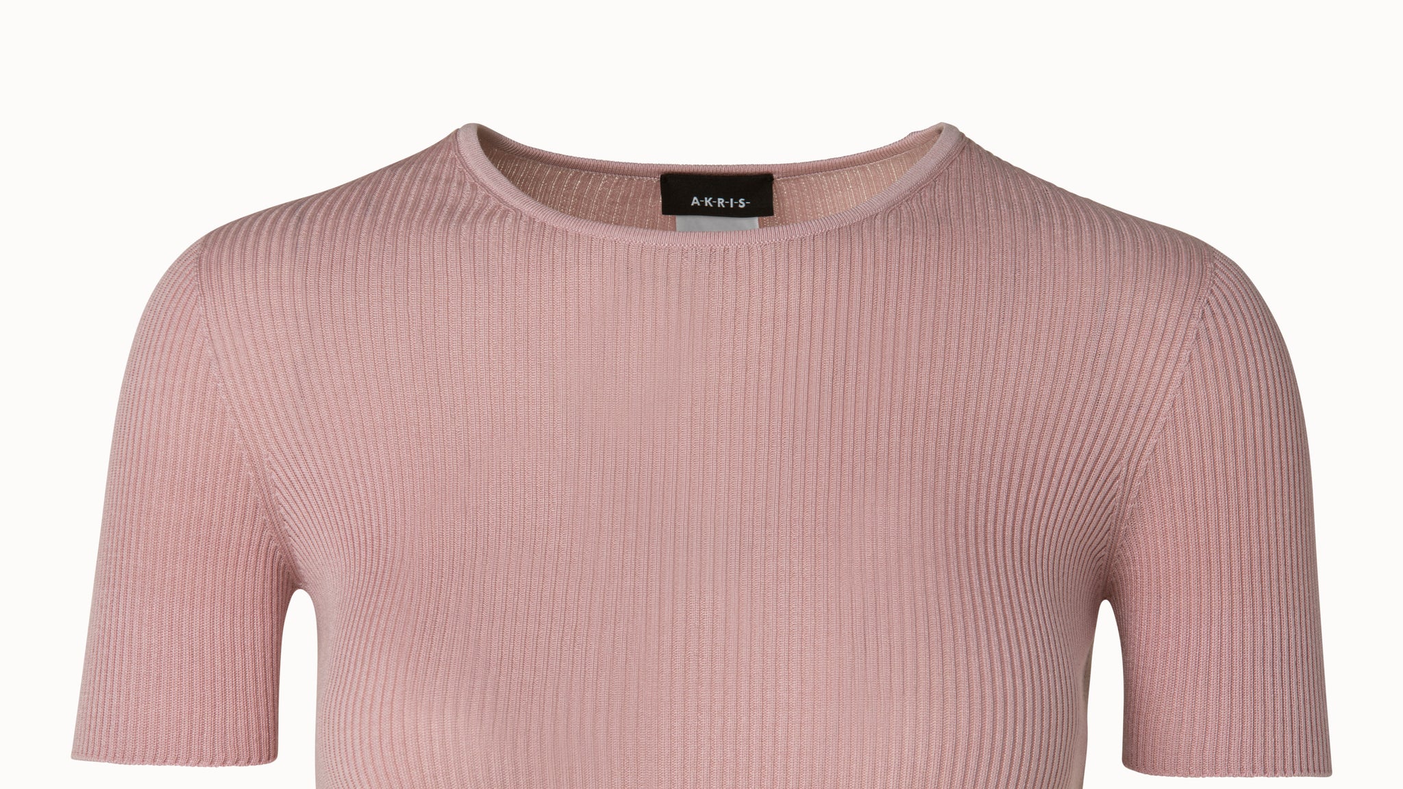 Akris Rib Silk & Cotton Short Sleeve Sweater in Blush