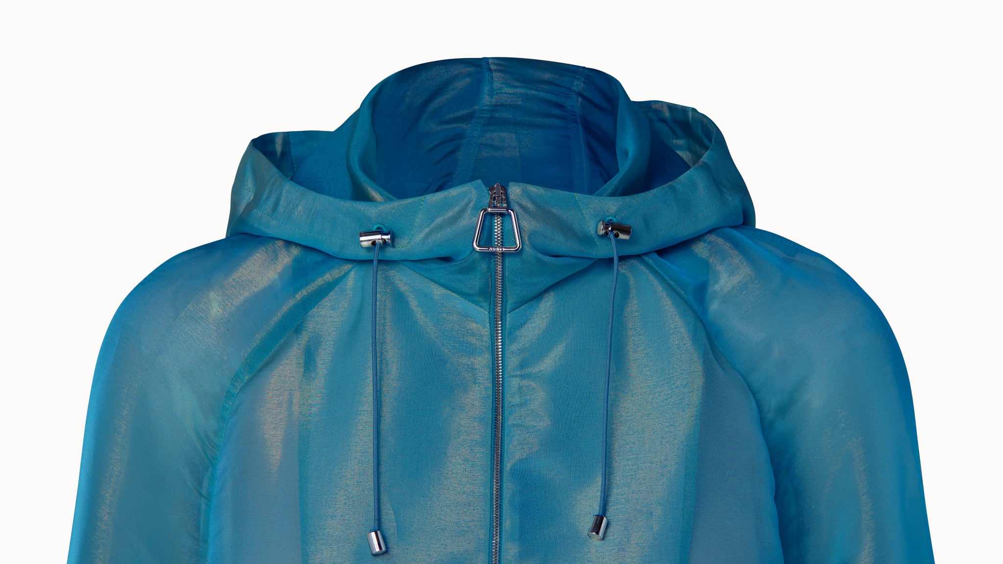 Silk Techno Iridescent Organza Voluminous Blouson Jacket
