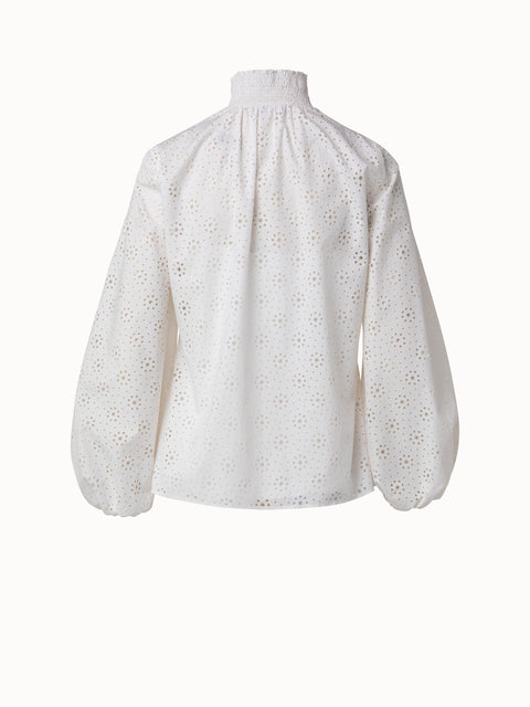 Eyelet Embroidery Cotton Poplin Blouse