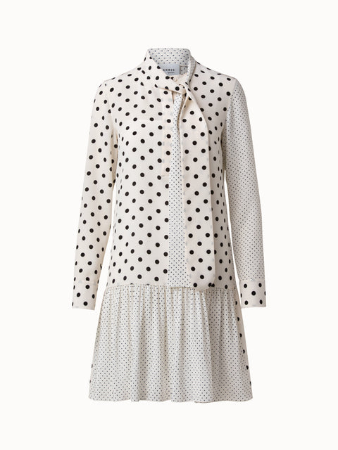 Crêpe de Chine Dress with Patched Dot Print