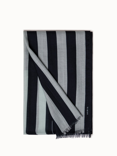 Cashmere Silk Scarf with Screen Stripes Print