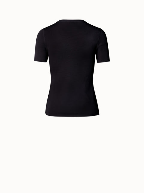 Cashmere Silk Knit Short Sleeve Pullover