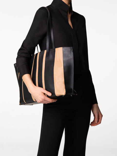 Medium Ai Shoulder Bag in Leather Stripes