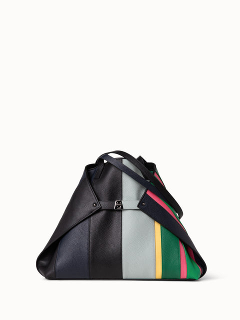 Medium Ai Shoulder Bag in Polychromatic Leather and Horsehair Stripes