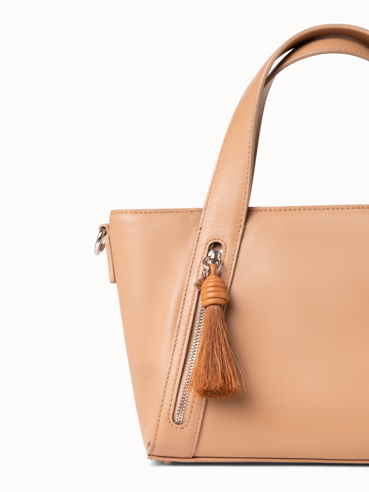 Beige V Logo Tassel Cross Body Bag / One Size