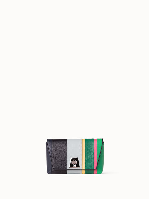 Small Anouk Day Bag in Polychromatic Leather and Horsehair Stripes