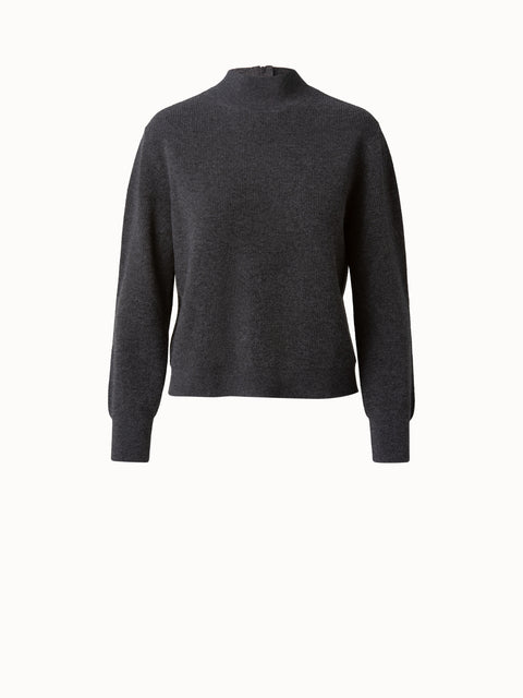 Wool Cashmere Ribbed Knit Pullover