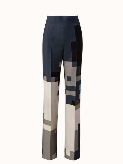 Wool Double-Face Wide Pant with Novemberday Print