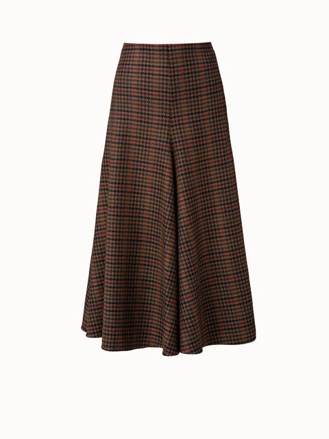 Checked Wool Midi Skirt