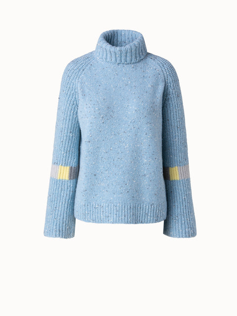 Cashmere Knit Turtleneck with Intarsia Details