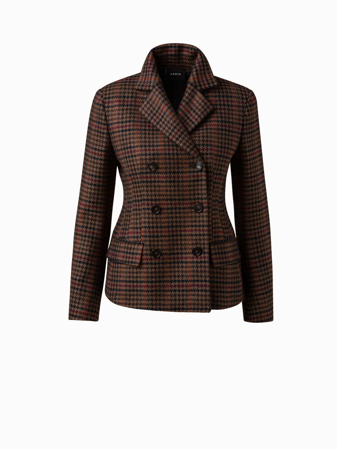 Akris Checked Wool Double-Face Jacket Caramel-Multicolor / 10